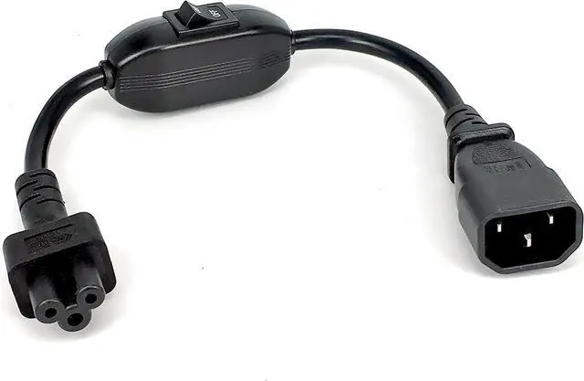 Alt view image 2 of 7 - IEC C14 to C5 Short Power Cord with Switch, IEC 320 C14 Male to C5 Female Short Power Cable with ON/Off Switch, 1ft/30cm, 18AWG,1-Pack