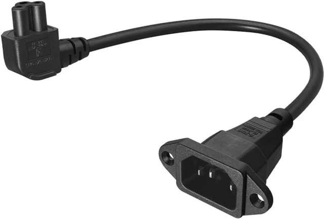 Main image of IEC C14 to C5 Short Power Cord 1 Foot, IEC 320 C14 with Screw Holes to C5 Mickey Mouse short Computer Power Cable Replacement,18AWG,1ft/30cm