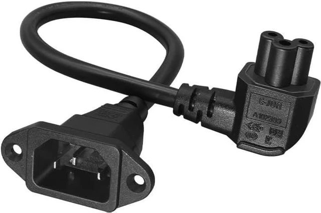 Alt view image 2 of 7 - IEC C14 to C5 Short Power Cord 1 Foot, IEC 320 C14 with Screw Holes to C5 Mickey Mouse short Computer Power Cable Replacement,18AWG,1ft/30cm