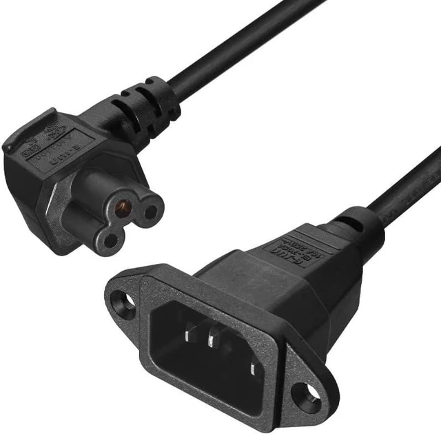 Alt view image 5 of 7 - IEC C14 to C5 Short Power Cord 1 Foot, IEC 320 C14 with Screw Holes to C5 Mickey Mouse short Computer Power Cable Replacement,18AWG,1ft/30cm