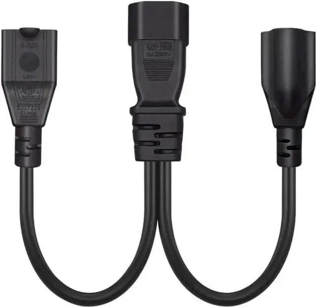 Alt view image 5 of 7 - IEC C14 to Dual 5-15R Y Splitter Short Power Cord,Single IEC 320 C14 Male to 2* US 3 Prong Standard Nema 5-15R Female Socket Y Split Multi IEC Cable ,Dual IEC Double ,C13 Power Strip,18AWG,1ft