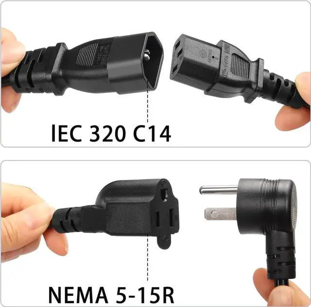 Alt view image 6 of 7 - IEC C14 to Dual 5-15R Y Splitter Short Power Cord,Single IEC 320 C14 Male to 2* US 3 Prong Standard Nema 5-15R Female Socket Y Split Multi IEC Cable ,Dual IEC Double ,C13 Power Strip,18AWG,1ft