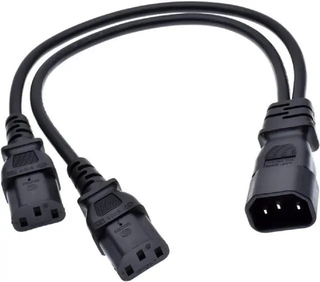 Main image of IEC C14 to 2*C13 Y Splitter, IEC 320 C14 Male to Dual C13 Female Y Split Multi IEC Cable, IEC Power Strip Dual IEC Double Splitter, 3 Prong Cable Splitter, 18AWG 1ft/30cm