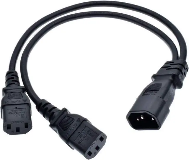 Alt view image 2 of 7 - IEC C14 to 2*C13 Y Splitter, IEC 320 C14 Male to Dual C13 Female Y Split Multi IEC Cable, IEC Power Strip Dual IEC Double Splitter, 3 Prong Cable Splitter, 18AWG 1ft/30cm