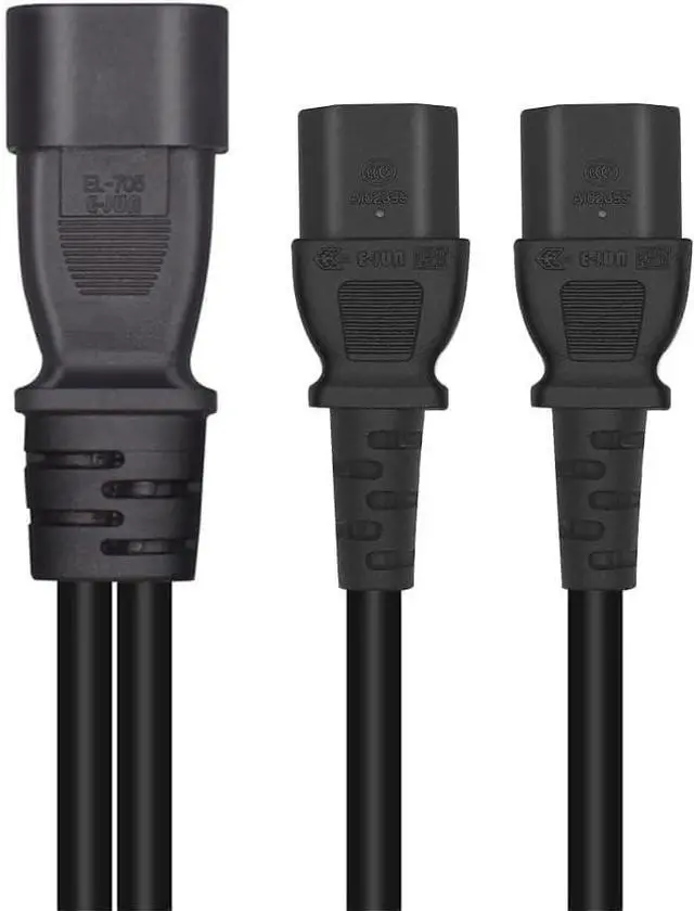 Alt view image 4 of 7 - IEC C14 to 2*C13 Y Splitter, IEC 320 C14 Male to Dual C13 Female Y Split Multi IEC Cable, IEC Power Strip Dual IEC Double Splitter, 3 Prong Cable Splitter, 18AWG 1ft/30cm