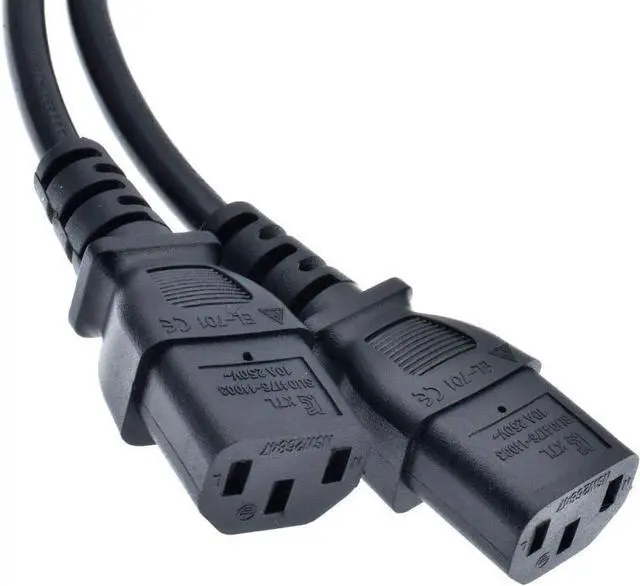 Alt view image 6 of 7 - IEC C14 to 2*C13 Y Splitter, IEC 320 C14 Male to Dual C13 Female Y Split Multi IEC Cable, IEC Power Strip Dual IEC Double Splitter, 3 Prong Cable Splitter, 18AWG 1ft/30cm