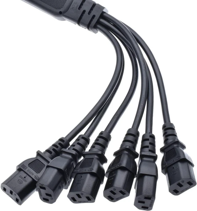 Alt view image 5 of 7 - C14 to 6 X C13 IEC Y Splitter, IEC320 C14 Male Plug to Six C13 Female Socket Y Split Power Cord, Multi IEC Cable,10A/ 250V, 60cm/2ft