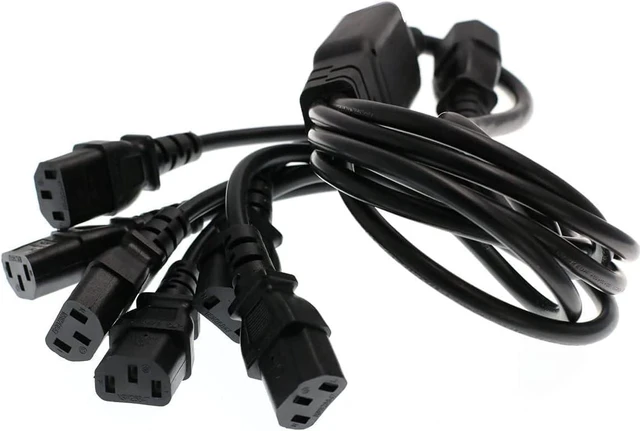 Alt view image 6 of 7 - C14 to 6 X C13 IEC Y Splitter, IEC320 C14 Male Plug to Six C13 Female Socket Y Split Power Cord, Multi IEC Cable,10A/ 250V, 60cm/2ft