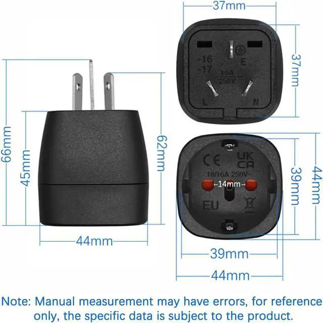 Alt view image 7 of 7 - (2 Pack) AU to EU Schuko Female Socket Power Converter Travel Plug Adapter, Australia/New Zealand AS3112 3-Pin Male to European CEE7 Female Socket Electrical Adapter