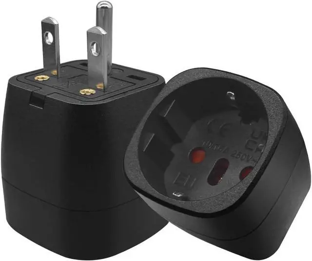 Alt view image 2 of 7 - (2 Pack) NEMA 6-15P to EU European Standard Female Socket Power Converter, US 3 Prong Male to Euro Schuko Female Socket Electrical Adapter Travel Plug Adapter