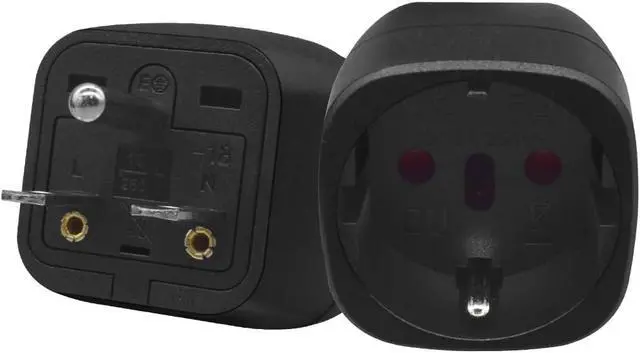 Alt view image 4 of 7 - (2 Pack) NEMA 6-15P to EU European Standard Female Socket Power Converter, US 3 Prong Male to Euro Schuko Female Socket Electrical Adapter Travel Plug Adapter