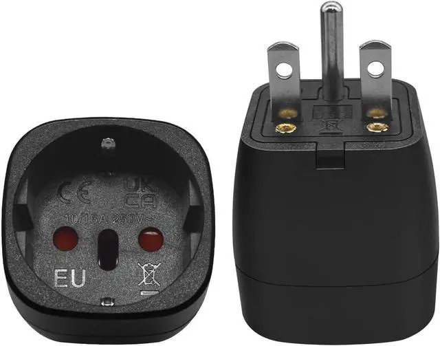 Alt view image 5 of 7 - (2 Pack) NEMA 6-15P to EU European Standard Female Socket Power Converter, US 3 Prong Male to Euro Schuko Female Socket Electrical Adapter Travel Plug Adapter