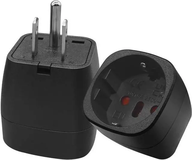 Main image of (2 Pack) NEMA 5-15P to European Schuko Female Socket Power Adapter Travel Plug Adapter,Toptekits EU US Plug Adapter,Euro US Plug Adapter,3 Prong Adapter NEMA Converter