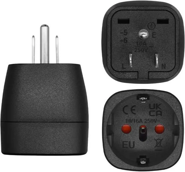 Alt view image 5 of 7 - (2 Pack) NEMA 5-15P to European Schuko Female Socket Power Adapter Travel Plug Adapter,Toptekits EU US Plug Adapter,Euro US Plug Adapter,3 Prong Adapter NEMA Converter