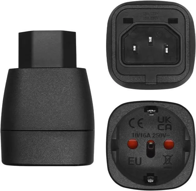 Alt view image 7 of 7 - (2 Pack) IEC C14 to EU European Schuko Female Socket Power Converter Travel Adapter, IEC320 C14 Male to Euro CEE7 Female Socket Power Adapter Electrical Adapter