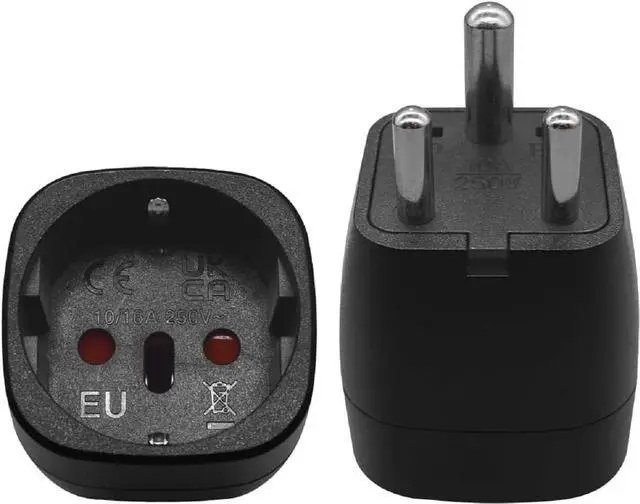 Main image of (2 Pack) South Africa to EU European Female Socket Power Converter Travel Adapter, South Africa 3 Pin Male to European Female Socket Electrical Adapter