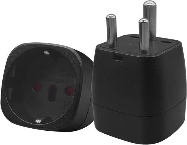 Alt view image 2 of 7 - (2 Pack) South Africa to EU European Female Socket Power Converter Travel Adapter, South Africa 3 Pin Male to European Female Socket Electrical Adapter