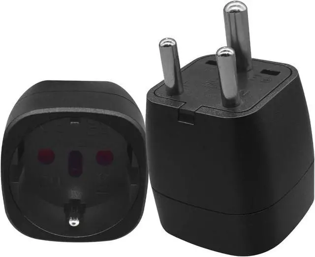 Alt view image 3 of 7 - (2 Pack) South Africa to EU European Female Socket Power Converter Travel Adapter, South Africa 3 Pin Male to European Female Socket Electrical Adapter