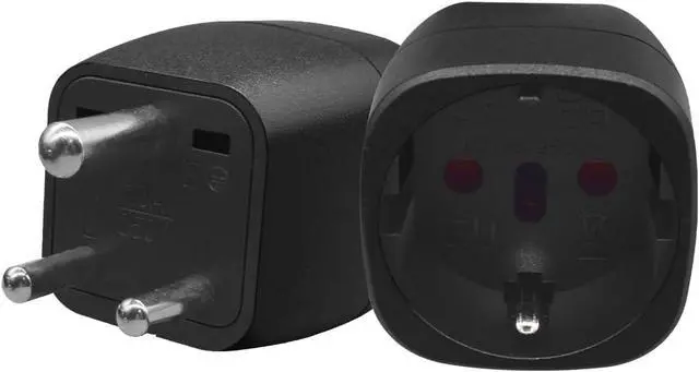 Alt view image 4 of 7 - (2 Pack) South Africa to EU European Female Socket Power Converter Travel Adapter, South Africa 3 Pin Male to European Female Socket Electrical Adapter