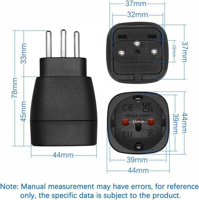 Alt view image 6 of 7 - (2 Pack) Switzerland to EU European Female Socket Power Converter Travel Plug Adapter, Swiss Male to Euro Female Socket Electrical Adapter