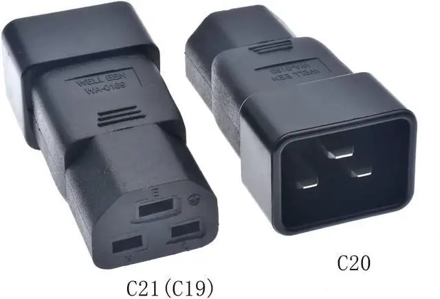 Alt view image 4 of 7 - IEC C20 to C19 Power Converters,IEC 320 C20 to C19/C21 Travel Adapter Electrical Adapters,C21(C19) to C20 IEC Power Connector for PUD UPS,1-Pack