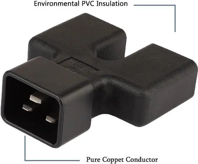 Alt view image 3 of 6 - IEC C20 to 2* C19 Y Splitter Power Adapter Electrical Adapter, IEC 320 C20 to Dual C19 Power Y Split Power Converter Travel Plug Adapter,Dual IEC Double Splitter