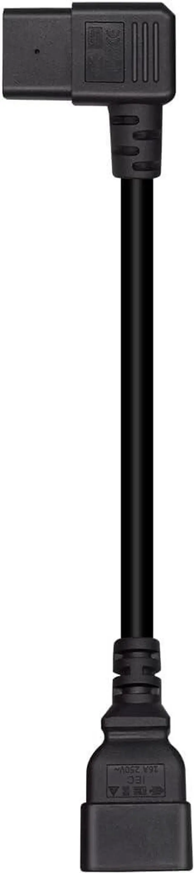 Alt view image 6 of 7 - IEC C20 to C19 Elbow Plug Short Power Cord 1 Foot, IEC 320 C20 to 90 Degree Right Angle IEC C19 Short Power Cable, 16AWG,1ft/30cm