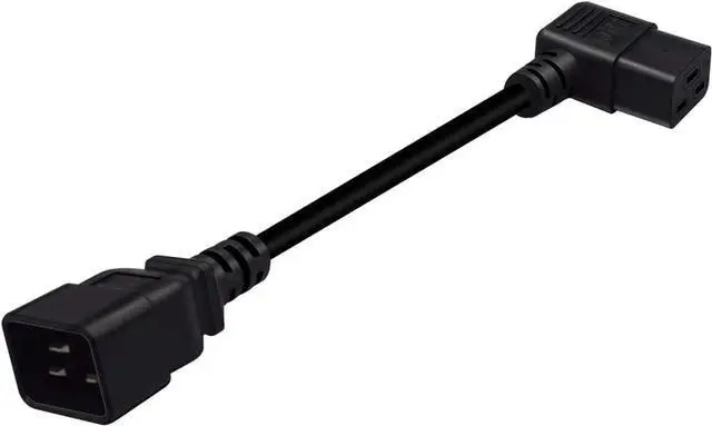 Alt view image 3 of 7 - IEC C20 to C19 Elbow Plug Short Power Cord 1 Foot, IEC 320 C20 to 90 Degree Right Angle IEC C19 Short Power Cable, 16AWG,1ft/30cm