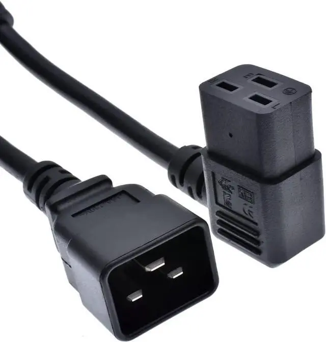 Alt view image 4 of 7 - IEC C20 to C19 Elbow Plug Short Power Cord 1 Foot, IEC 320 C20 to 90 Degree Right Angle IEC C19 Short Power Cable, 16AWG,1ft/30cm