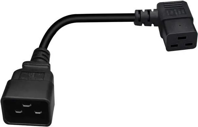 Alt view image 2 of 7 - IEC C20 to C19 Elbow Plug Short Power Cord 1 Foot, IEC 320 C20 to 90 Degree Right Angle IEC C19 Short Power Cable, 16AWG,1ft/30cm