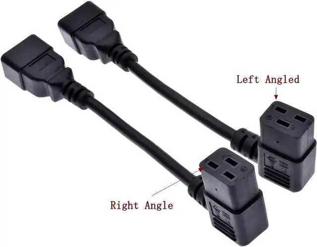 Alt view image 7 of 7 - IEC C20 to C19 Elbow Plug Short Power Cord 1 Foot, IEC 320 C20 to 90 Degree Right Angle IEC C19 Short Power Cable, 16AWG,1ft/30cm
