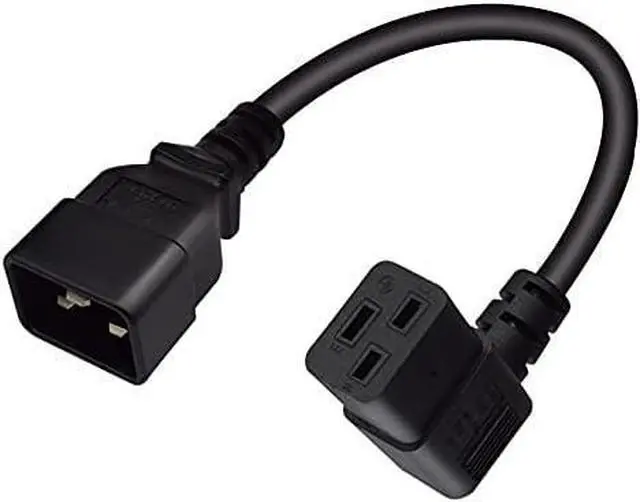 Main image of IEC C20 to C19 Elbow Plug Short Power Cord 1 Foot,IEC 320 C20 to 90 Degree Left Angle IEC C19 Short Power Cable,16AWG,1ft/30cm