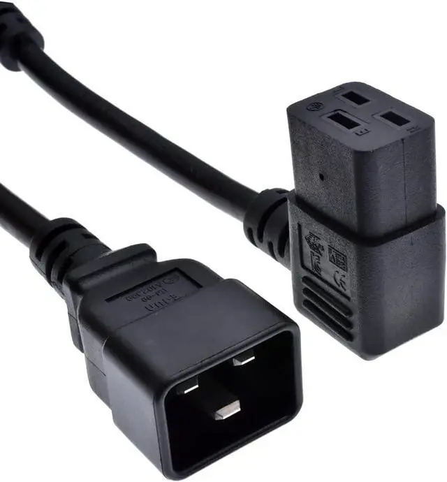 Alt view image 6 of 7 - IEC C20 to C19 Elbow Plug Short Power Cord 1 Foot,IEC 320 C20 to 90 Degree Left Angle IEC C19 Short Power Cable,16AWG,1ft/30cm
