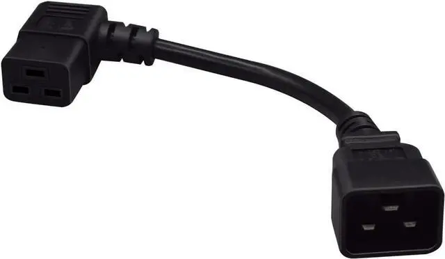 Alt view image 2 of 7 - IEC C20 to C19 Elbow Plug Short Power Cord 1 Foot,IEC 320 C20 to 90 Degree Left Angle IEC C19 Short Power Cable,16AWG,1ft/30cm