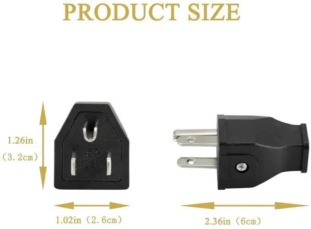 Alt view image 2 of 6 - (2 Pack) NEMA 5-15P US 3 Prong DIY Grounding Rewireable Power Plug ,US Nema-5-15P Male PLug Power connector,3 Prong Electric Plug Replacement