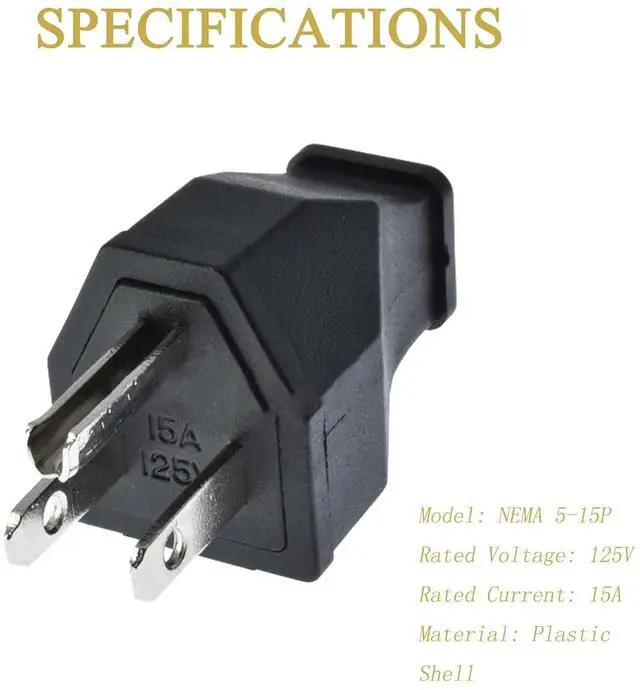 Alt view image 5 of 6 - (2 Pack) NEMA 5-15P US 3 Prong DIY Grounding Rewireable Power Plug ,US Nema-5-15P Male PLug Power connector,3 Prong Electric Plug Replacement