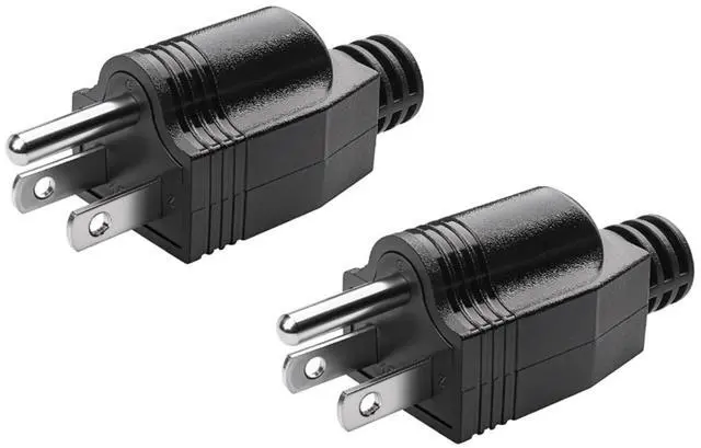 Main image of (2 Pack) US 3 Prong Electrical Replacement Plugs Male End Extension Cord 125V 15A 2Pole 3Wire 2 Pole Male Straight Blade Plug Ground Neutral Generator Plug,3 Prong Power Cord