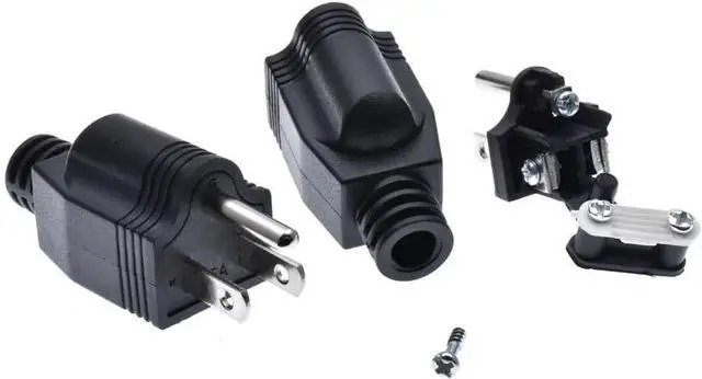 Alt view image 5 of 7 - (2 Pack) US 3 Prong Electrical Replacement Plugs Male End Extension Cord 125V 15A 2Pole 3Wire 2 Pole Male Straight Blade Plug Ground Neutral Generator Plug,3 Prong Power Cord