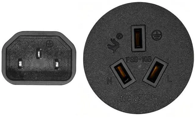 Alt view image 6 of 7 - C14 to Au Short Power Cord 1 Foot,IEC 320 C14 Male Plug to Australia AU 3 Prong Female 1ft Power Cord PC,IEC Cable for Computer Cord Plug SAA Power Extension Cord