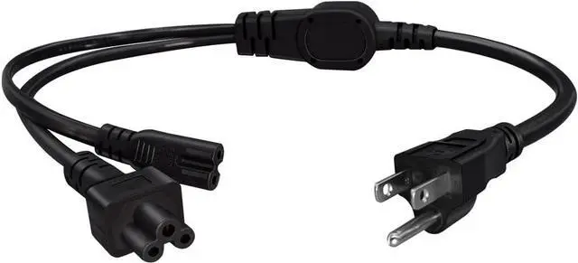 Alt view image 3 of 7 - US Standard 3 Prong Y Splitter Short Power Cord Plug, NEMA 5-15P to C5+C7 Y Split , USA 5-15P Plug to IEC C7 and C5 Short Power cable ,Dual IEC Double Multi IEC Cable,1.6ft