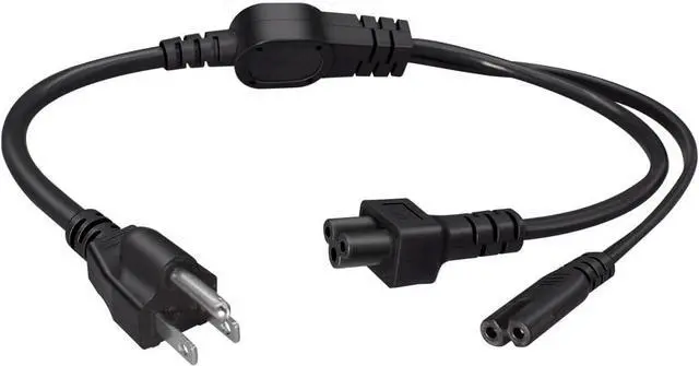 Alt view image 2 of 7 - US Standard 3 Prong Y Splitter Short Power Cord Plug, NEMA 5-15P to C5+C7 Y Split , USA 5-15P Plug to IEC C7 and C5 Short Power cable ,Dual IEC Double Multi IEC Cable,1.6ft