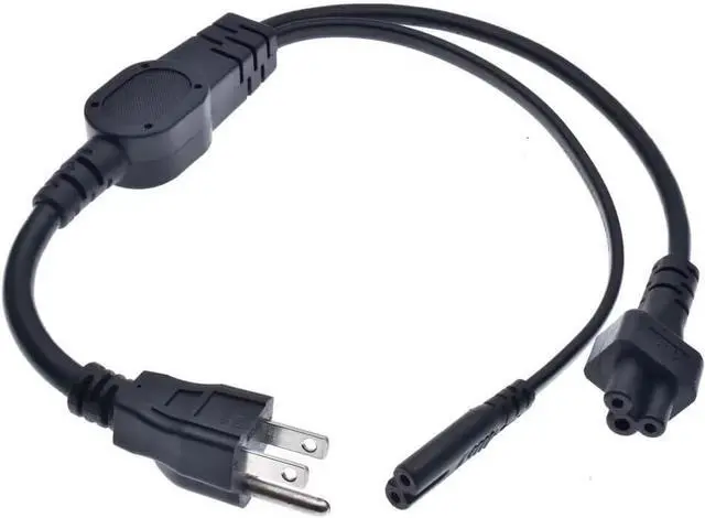 Alt view image 4 of 7 - US Standard 3 Prong Y Splitter Short Power Cord Plug, NEMA 5-15P to C5+C7 Y Split , USA 5-15P Plug to IEC C7 and C5 Short Power cable ,Dual IEC Double Multi IEC Cable,1.6ft