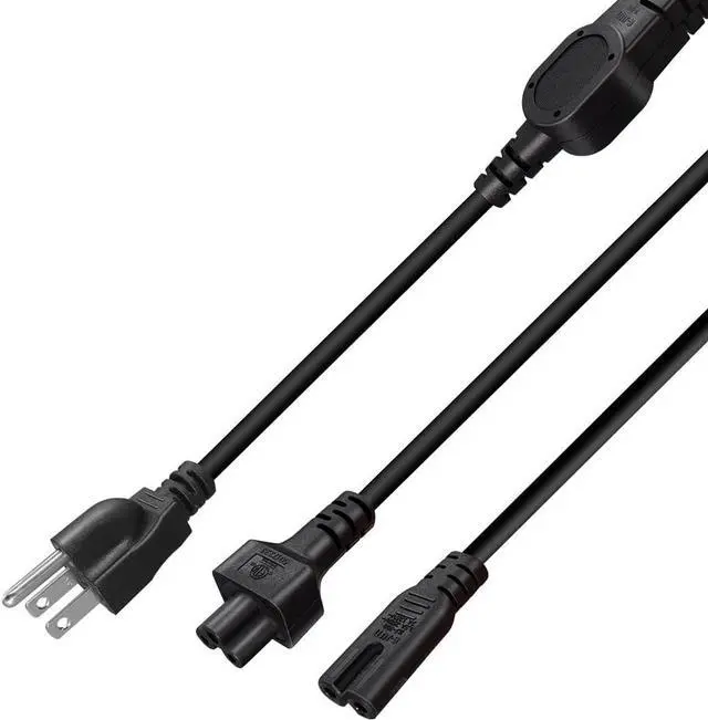 Alt view image 5 of 7 - US Standard 3 Prong Y Splitter Short Power Cord Plug, NEMA 5-15P to C5+C7 Y Split , USA 5-15P Plug to IEC C7 and C5 Short Power cable ,Dual IEC Double Multi IEC Cable,1.6ft
