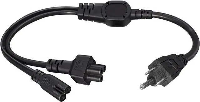 Alt view image 6 of 7 - US Standard 3 Prong Y Splitter Short Power Cord Plug, NEMA 5-15P to C5+C7 Y Split , USA 5-15P Plug to IEC C7 and C5 Short Power cable ,Dual IEC Double Multi IEC Cable,1.6ft