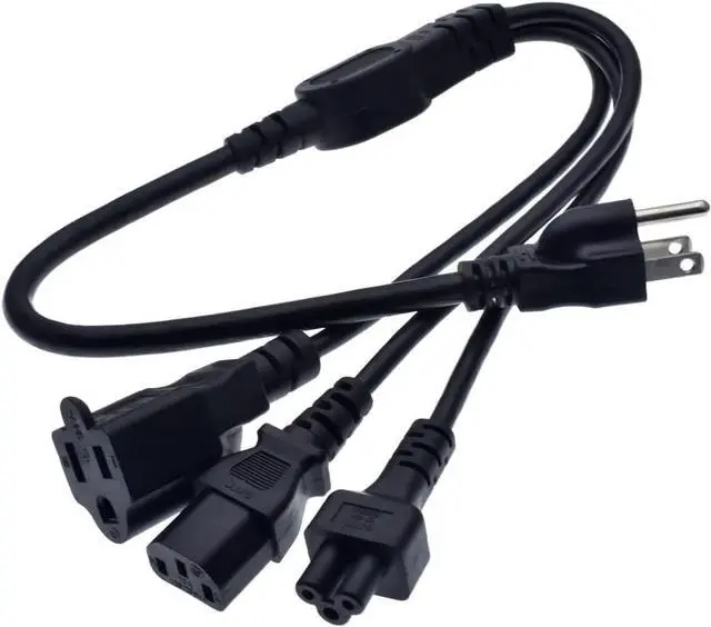 Alt view image 2 of 7 - US 1-to-3 Power Y Splitter with IEC C5 Laptop Connection,US Standard 3-Prong NEMA 5-15P to IEC320 C13 + C5 + NEMA 5-15R Female Y Split,3 in 1 Multi IEC Cable US Power Strip(50cm/1.6ft)