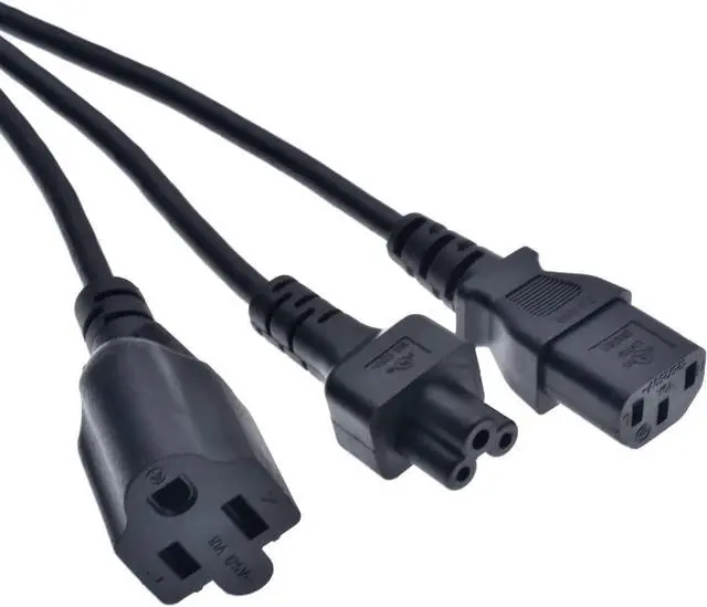 Alt view image 5 of 7 - US 1-to-3 Power Y Splitter with IEC C5 Laptop Connection,US Standard 3-Prong NEMA 5-15P to IEC320 C13 + C5 + NEMA 5-15R Female Y Split,3 in 1 Multi IEC Cable US Power Strip(50cm/1.6ft)