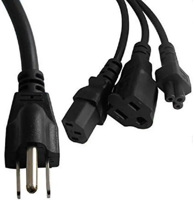 Alt view image 4 of 7 - US 1-to-3 Power Y Splitter with IEC C5 Laptop Connection,US Standard 3-Prong NEMA 5-15P to IEC320 C13 + C5 + NEMA 5-15R Female Y Split,3 in 1 Multi IEC Cable US Power Strip(50cm/1.6ft)