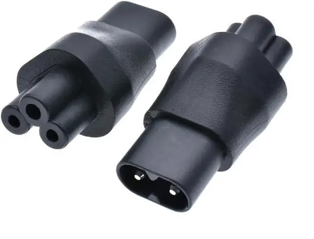 Main image of (2 Pack) C5 to C8 Power Converter Travel Plug Adapter, IEC 320 C5 3-Prong Female to C8 2-Prong Male AC Power Adapter Receptacle Electrical Adapter