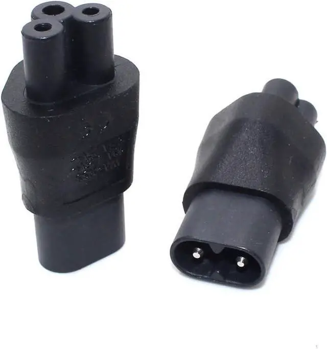 Alt view image 3 of 7 - (2 Pack) C5 to C8 Power Converter Travel Plug Adapter, IEC 320 C5 3-Prong Female to C8 2-Prong Male AC Power Adapter Receptacle Electrical Adapter
