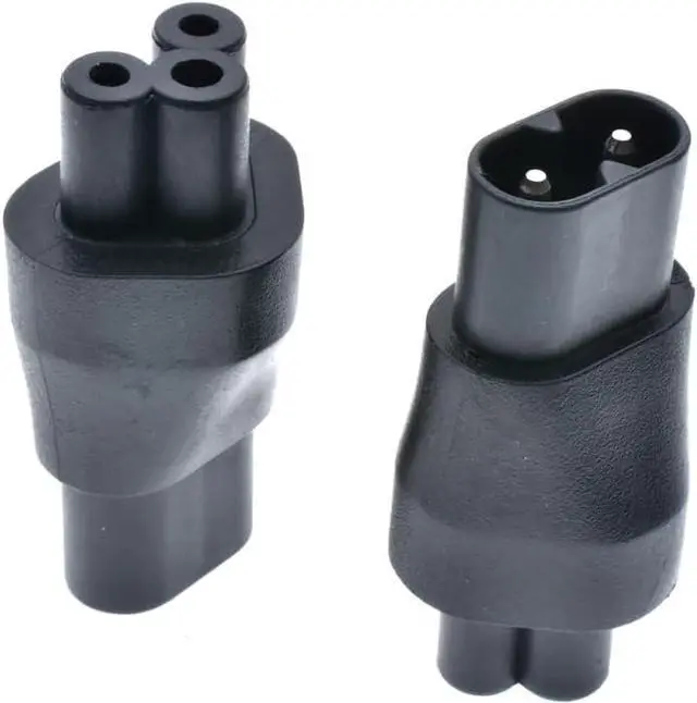 Alt view image 2 of 7 - (2 Pack) C5 to C8 Power Converter Travel Plug Adapter, IEC 320 C5 3-Prong Female to C8 2-Prong Male AC Power Adapter Receptacle Electrical Adapter